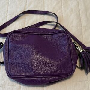 Purple Leather Crossbody Bag
